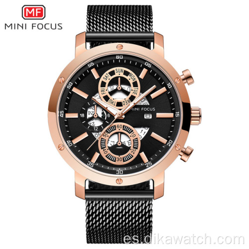 MINIFOCUS, relojes de cuarzo de negocios con correa de malla de lujo para hombre, reloj de pulsera deportivo militar de primera marca, reloj Masculino para hombre 0190